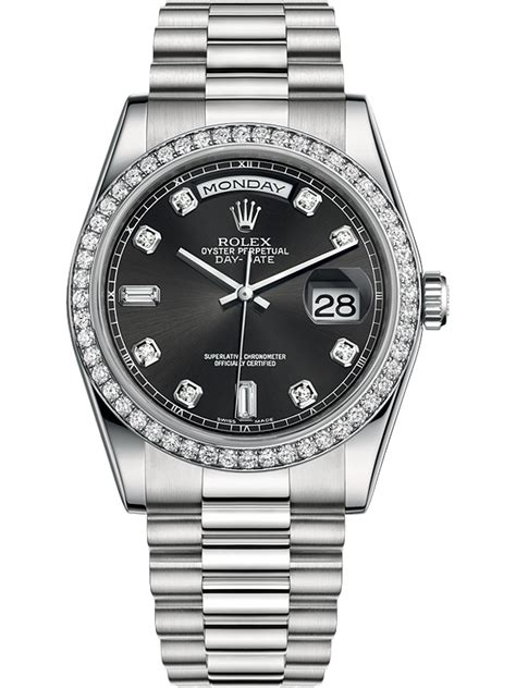 rolex day date 36 black face|rolex day date diamond dial.